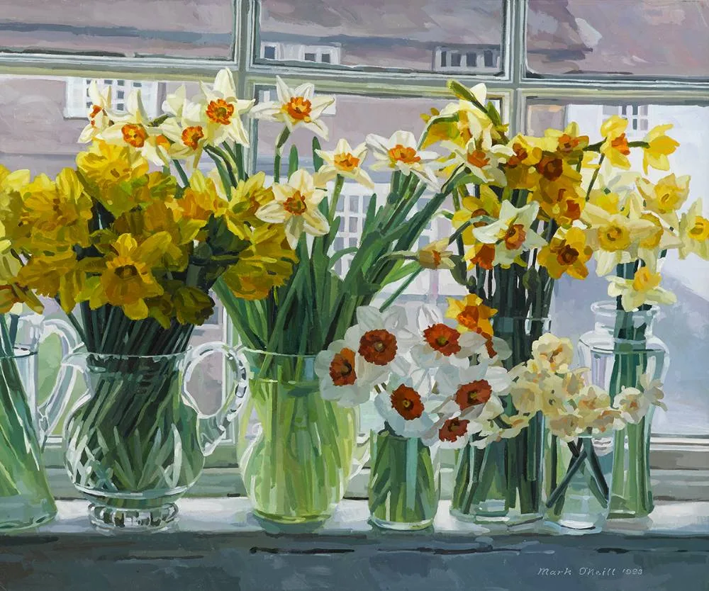 Mark O'Neill, DAFFODILS, 1993, acrylic on board