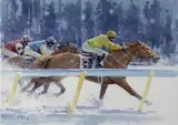 Peter Curling, 'YELLOW JOCKEY', RACING, ST. MORITZ