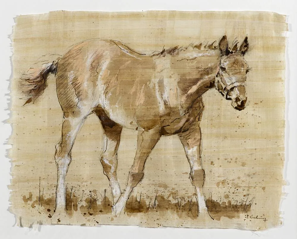 RESTING HORSE by Peter Curling, watercolour and gouache, sold Mar 2020