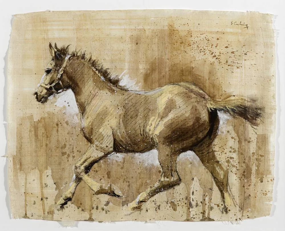RUNNING HORSE by Peter Curling, watercolour and gouache, sold Mar 2020