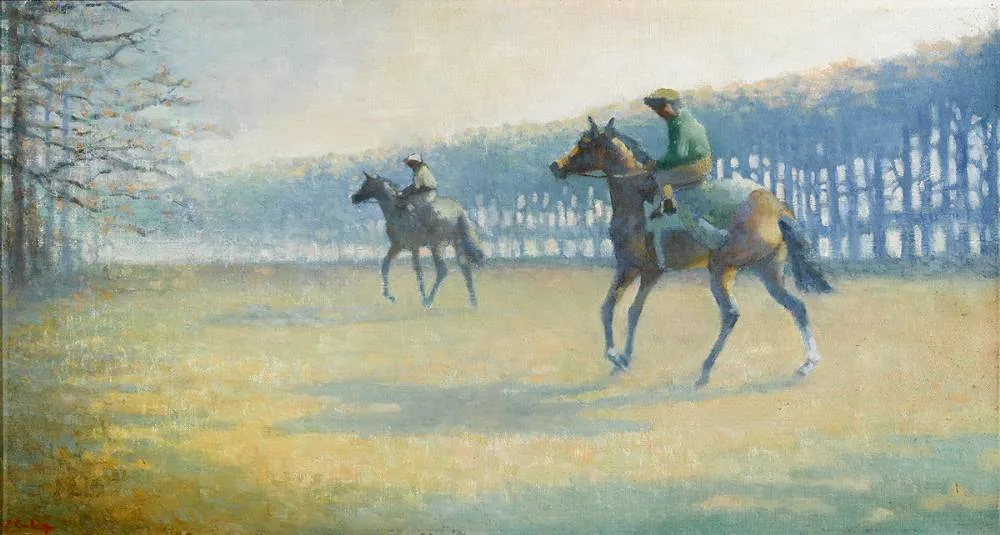 HORSES EXERCISING by Peter Curling, oil on canvas, offered Mar 2020