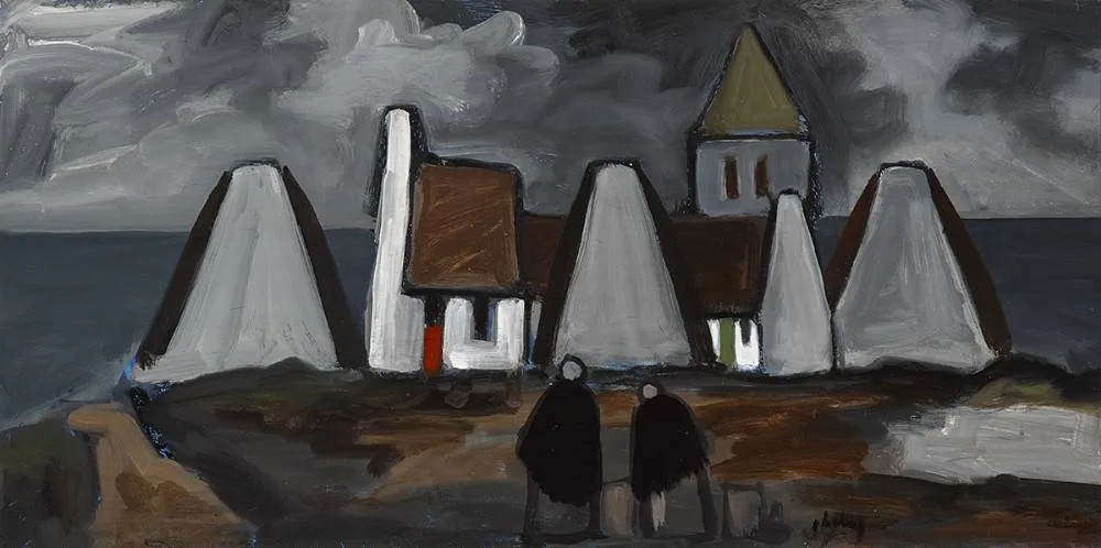 NEIGHBOURS by Markey Robinson, oil on board, sold Mar 2020