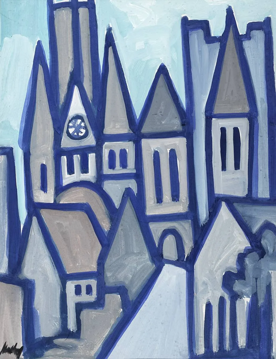 STEEPLES by Markey Robinson, gouache, sold Mar 2020