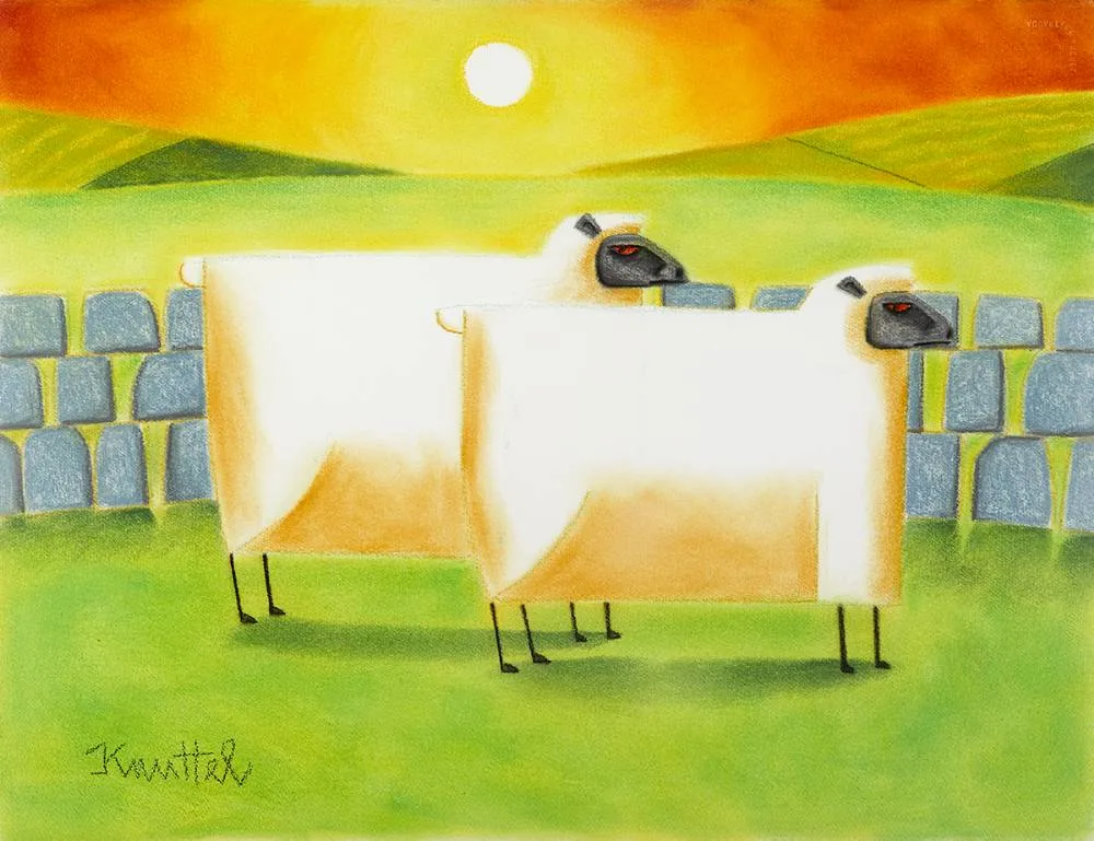 SHEEP by Graham Knuttel, pastel, sold Mar 2020