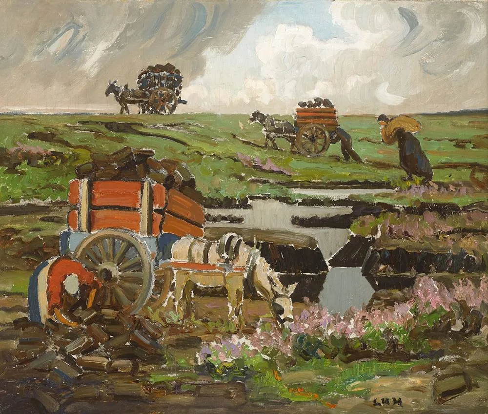 TURF CUTTING by Letitia Marion Hamilton, oil on board, offered Dec 2019