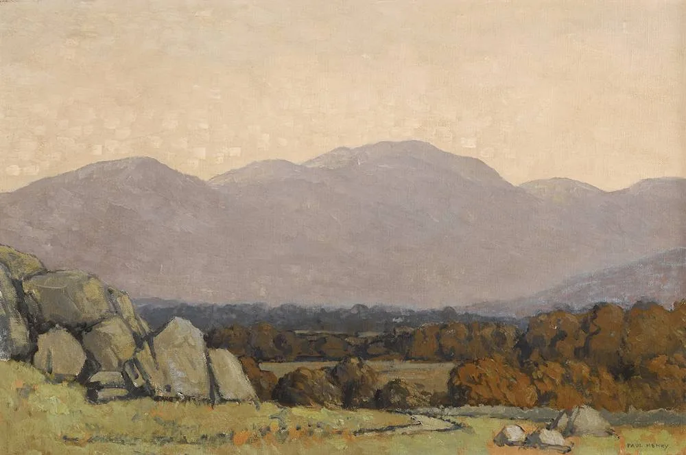 GLENCREE, COUNTY WICKLOW by Paul Henry, c. 1939-45, oil on canvas, sold Dec 2019