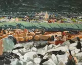 Maurice MacGonigal, THE ARTIST'S WIFE AND FAMILY WITH DOG AT ERRISBEG, COUNTY GALWAY