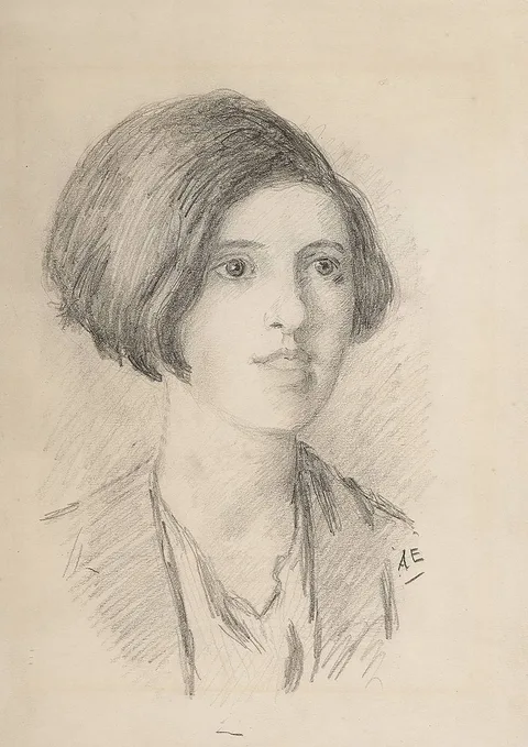 George Russell, PORTRAIT OF IRENE HAUGH, pencil