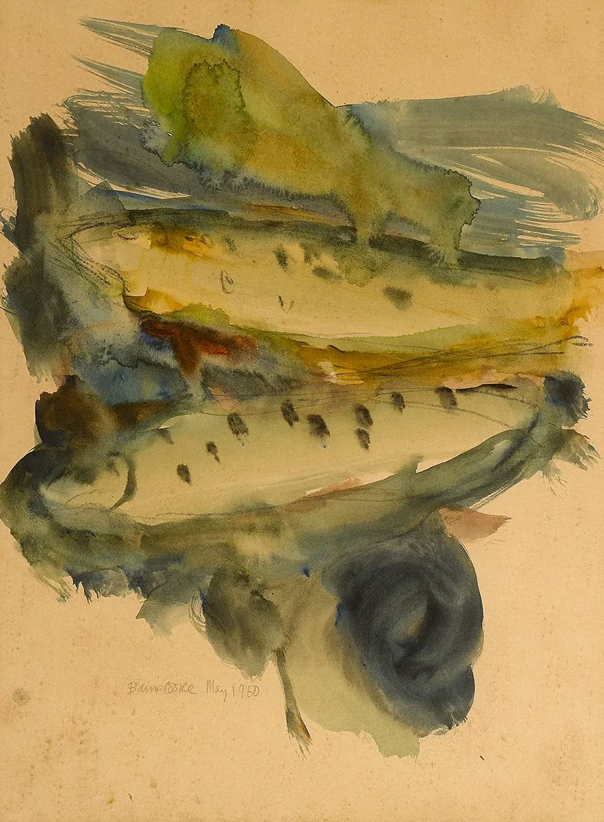 TROUT by Barrie Cooke, 1960, watercolour, sold Dec 2019