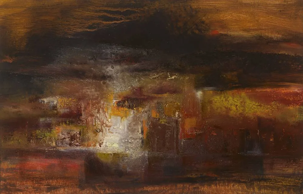 SUNSET by Richard Kingston, oil on board, sold Dec 2019