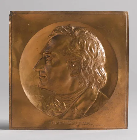Dennis B. Sheahan, HENRY GRATTAN, 1895, copper relief panel