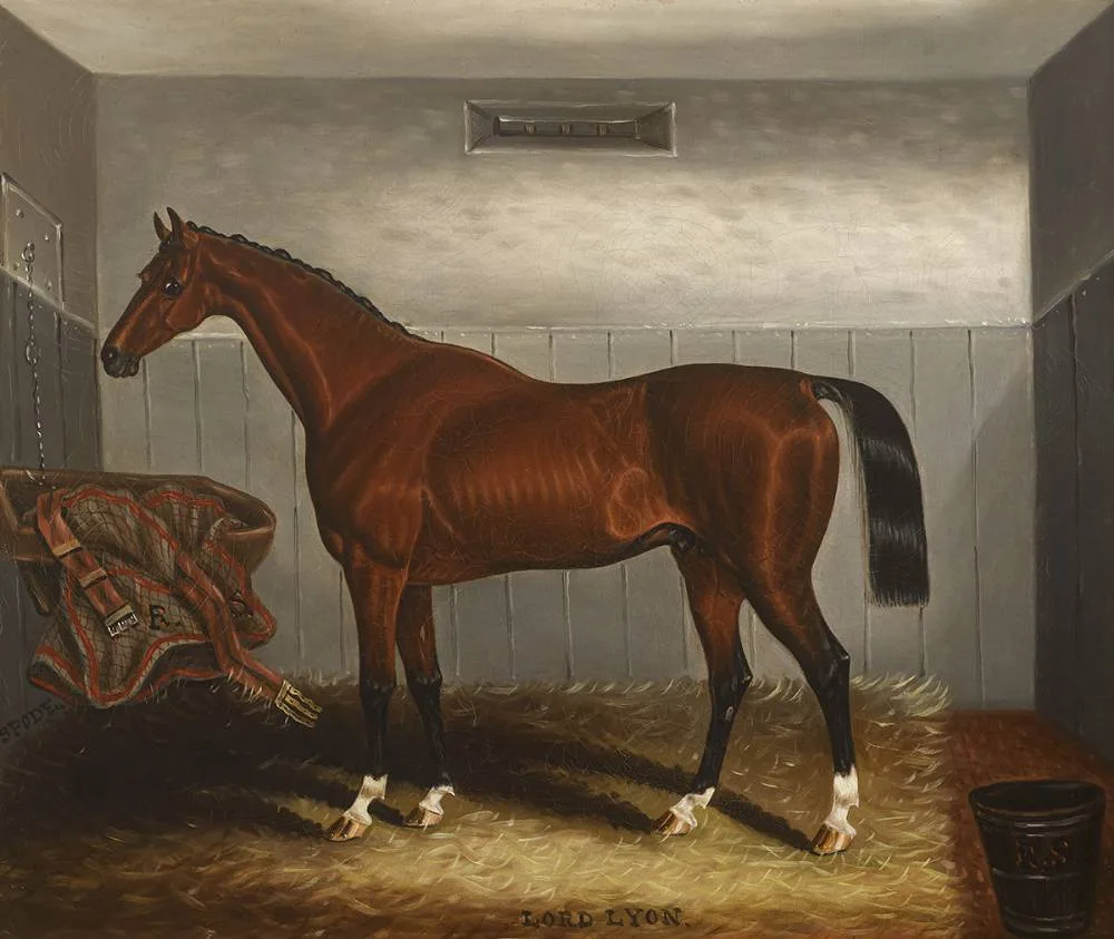 LORD LYON, A BAY COLT IN A STABLE by Samuel Spode, oil on canvas, offered Dec 2019