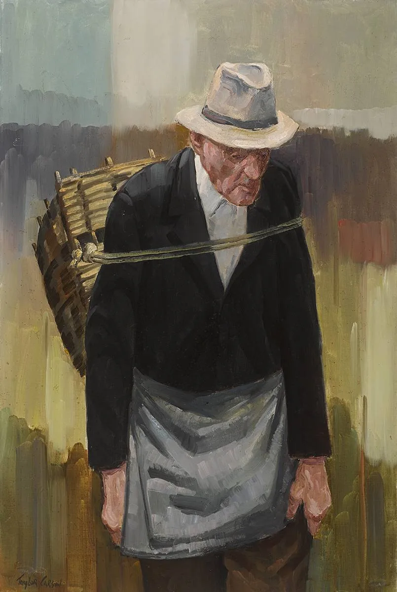 WORKING AT THE TURF by Robert Taylor Carson, 1976, oil on canvas, sold Dec 2019