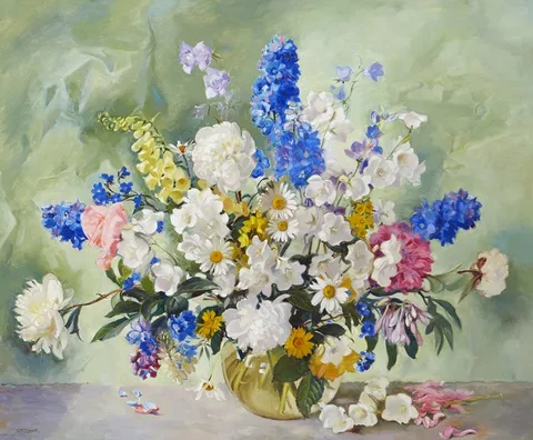 Geraldine O'Brien, STILL LIFE WITH FLOWERS, oil on canvas