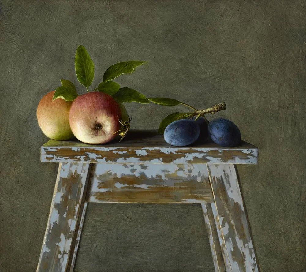 STILL LIFE WITH FRUIT by Stuart Morle, oil on copper, sold Dec 2019