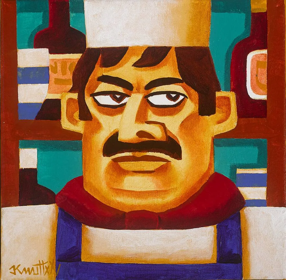 MR. CHEF by Graham Knuttel, oil on canvas, sold Dec 2019