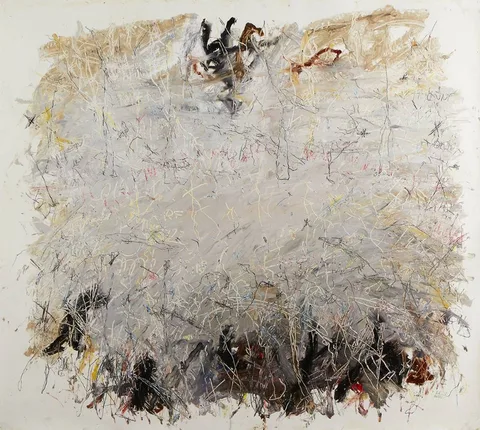 A PRAYER FOR MY OLD ARAB HEART by Timothy Hawkesworth, 2004, pencil, wax and oil on paper, sold Dec 2019