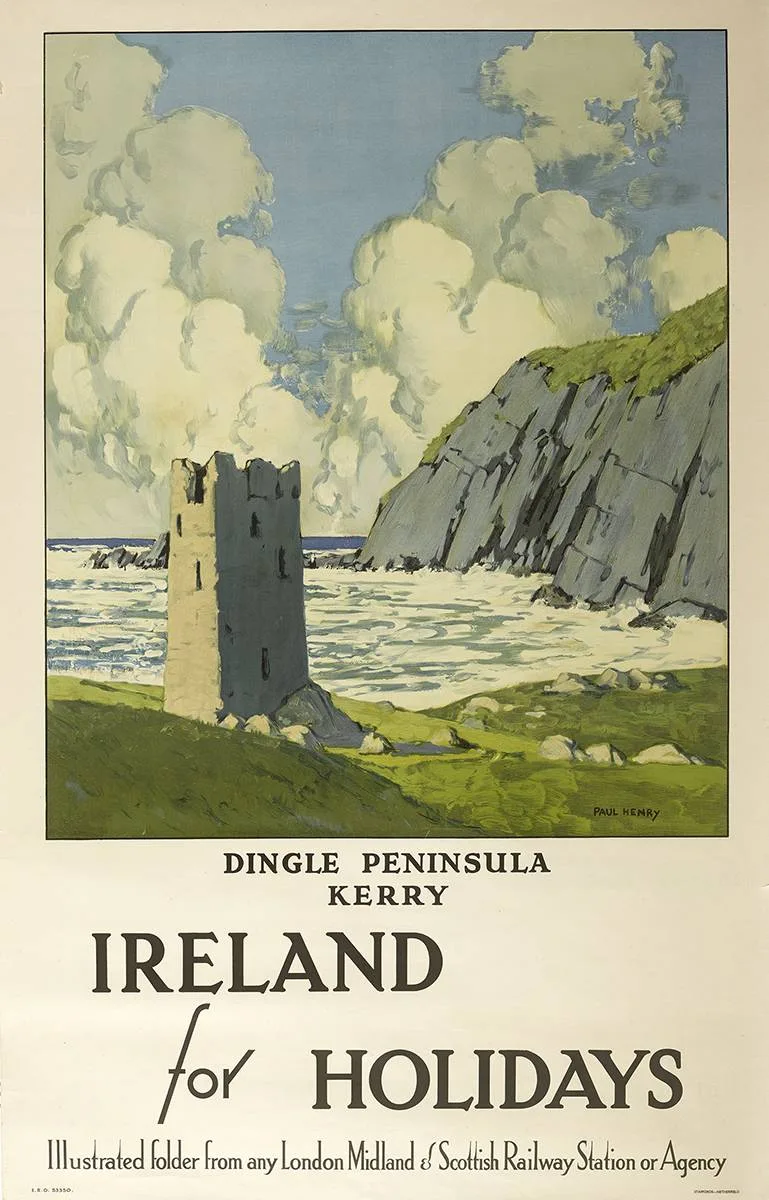 Paul Henry, DINGLE PENINSULA, KERRY, IRELAND FOR HOLIDAYS POSTER, c.1926, lithograph in colours; printed by Staffords