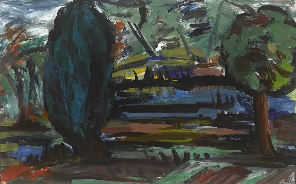 THE BLUE POOL by Evie Hone, gouache, sold Nov 2019