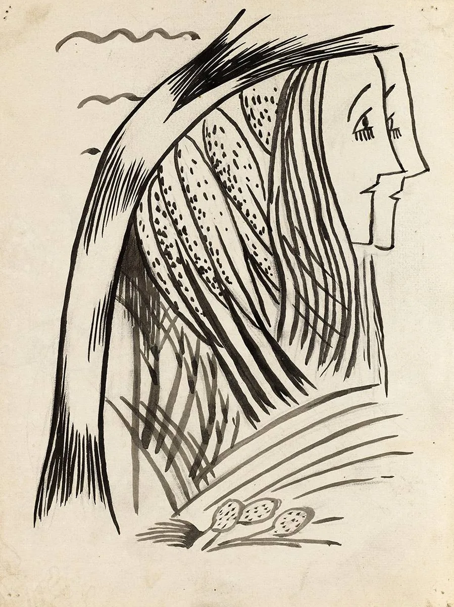 Irish School Circa 1940, DRAWINGS AND WOODBLOCK PRINTS, c.1940 (SET OF FOUR), pen and ink; (2), monochrome woodblock with white; (1), woodblock in colours (1)