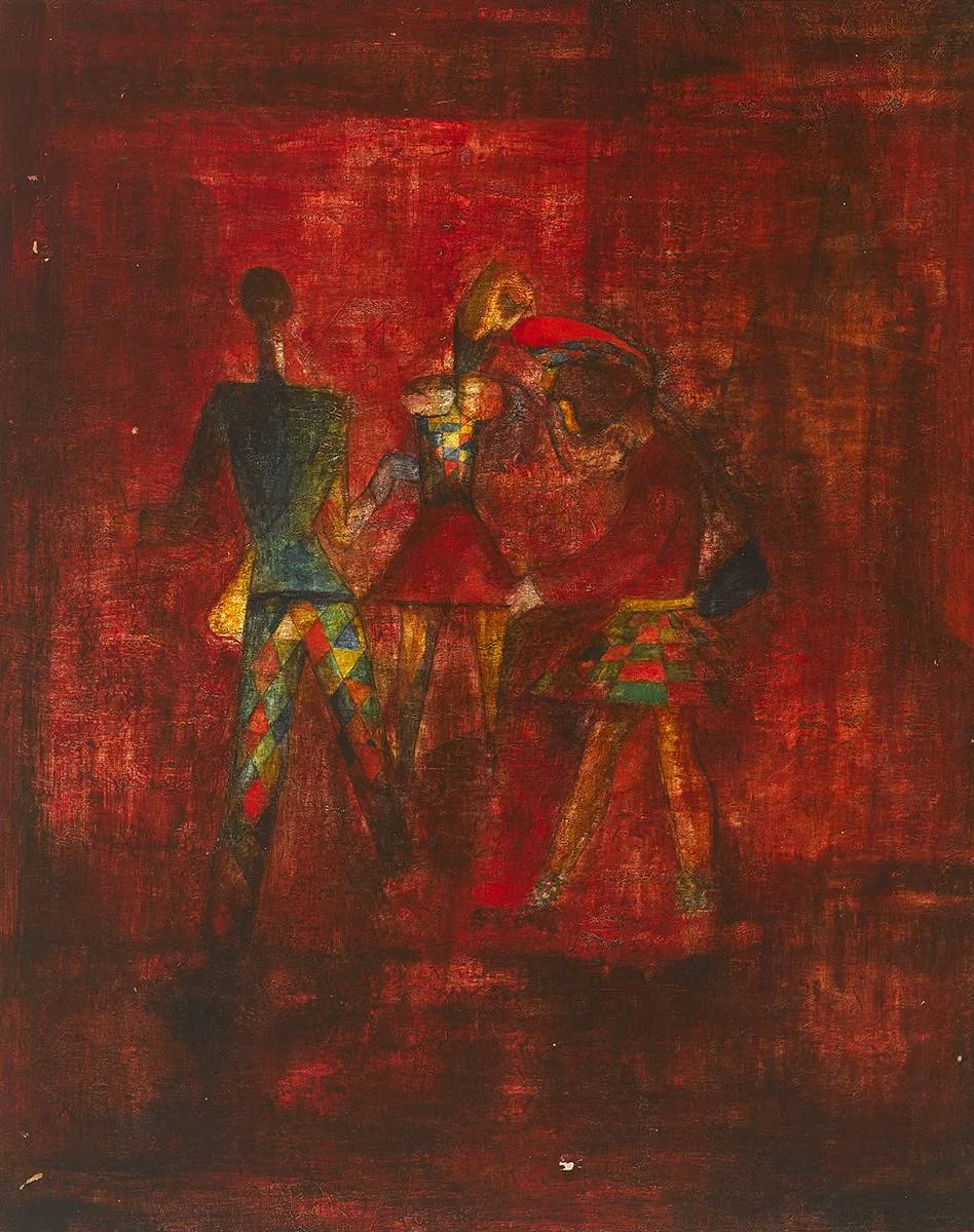 LES ECOSSAISES by Geza Szobel, 1945, oil on board, sold Nov 2019