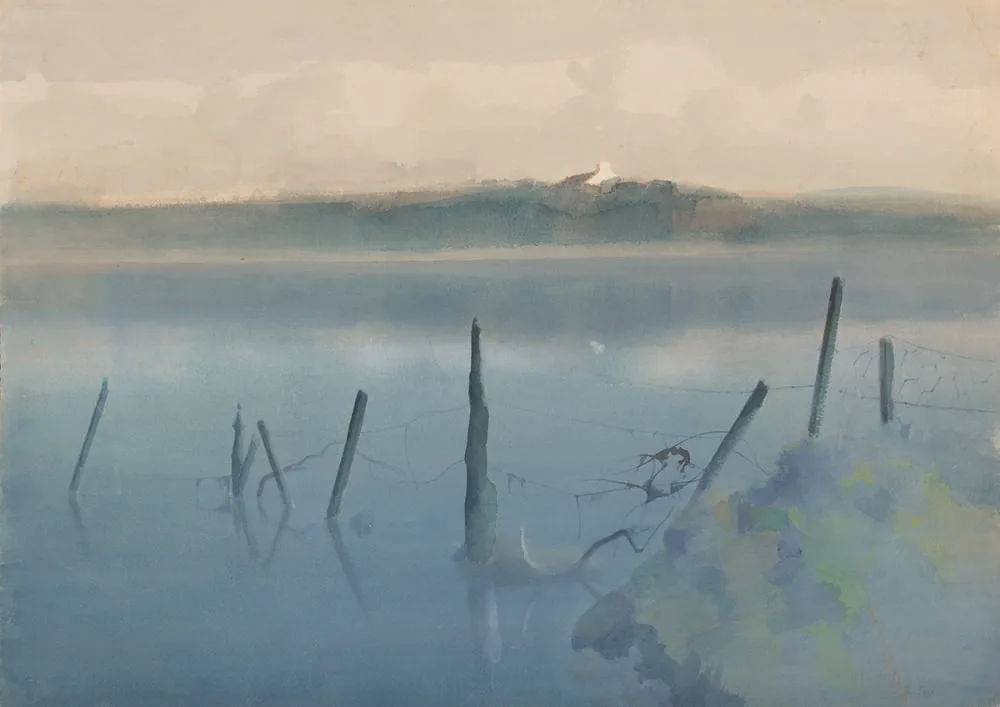 Tom Carr, THE FENCE, 1966, watercolour