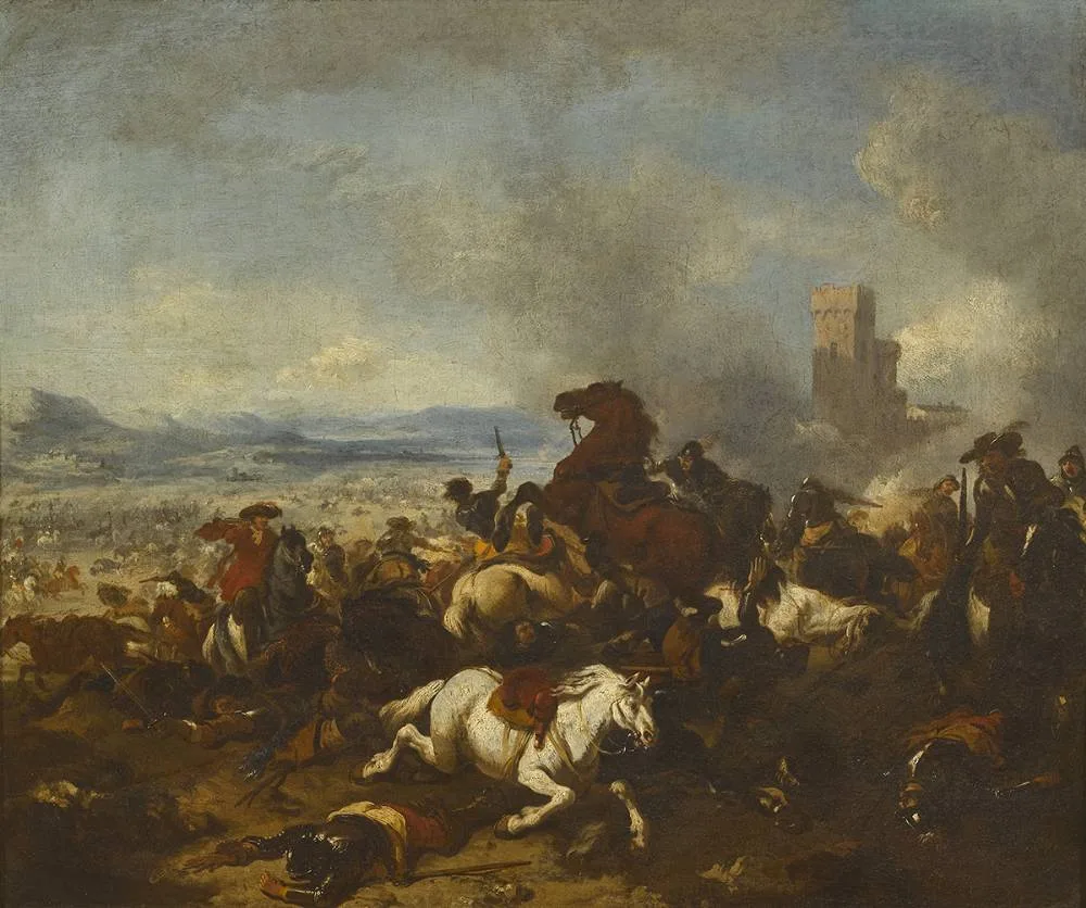 BATTLE SCENE by Jacques Courtois, c.1670, oil on canvas, sold Nov 2019