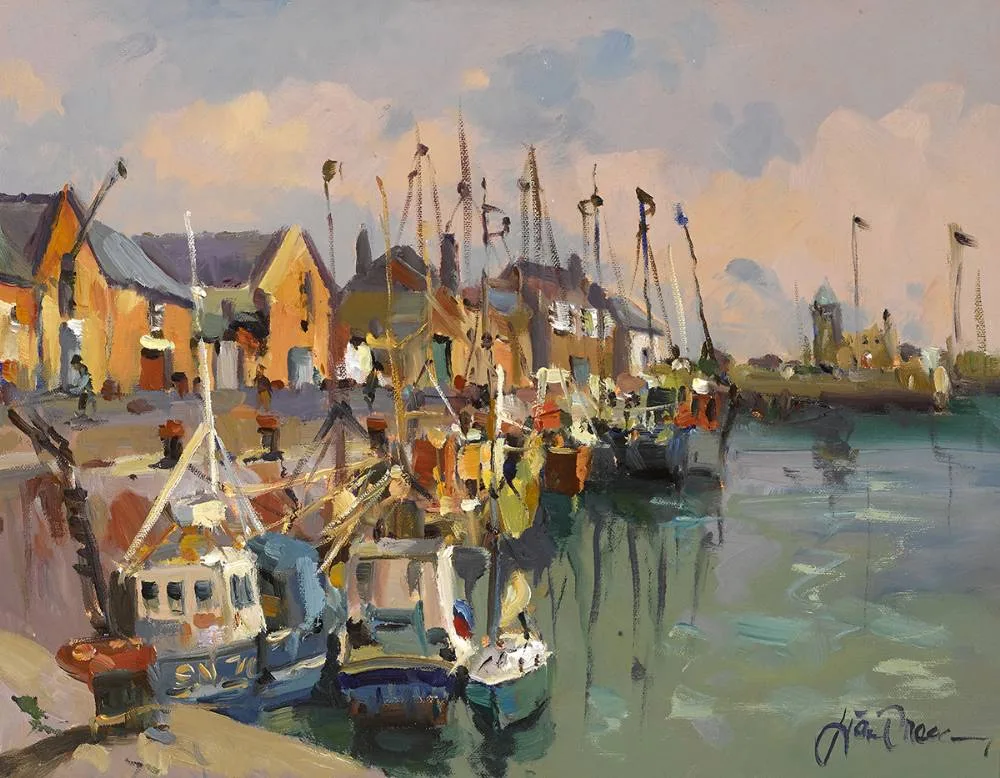 HOWTH HARBOUR, COUNTY DUBLIN by Liam Treacy, oil on canvas, sold May 2019
