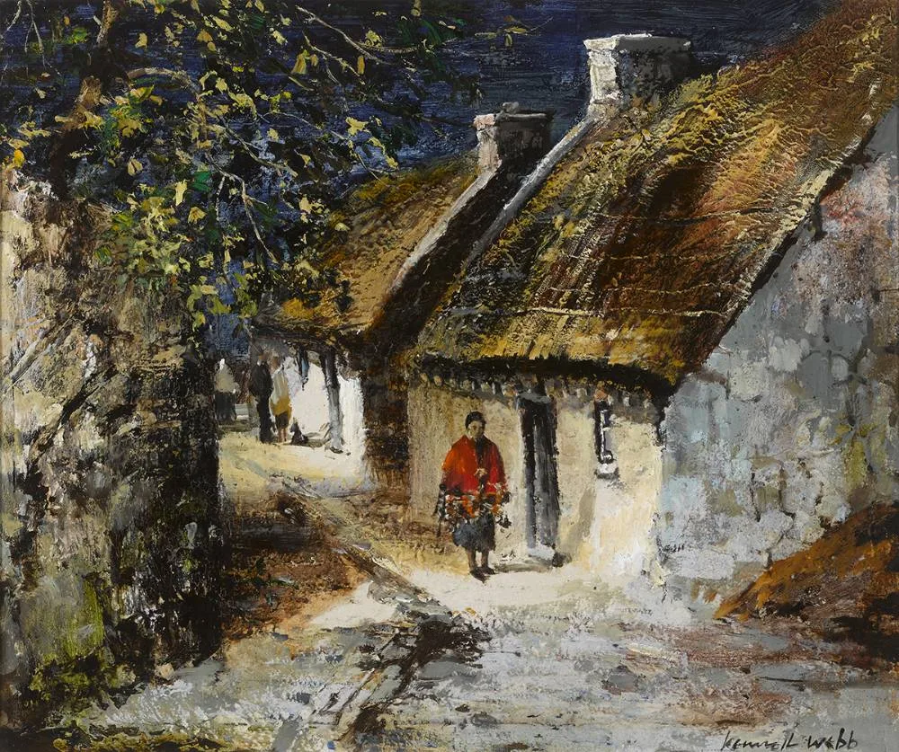 SUNLIT CLADDAGH by Kenneth Webb, oil on board, sold May 2019