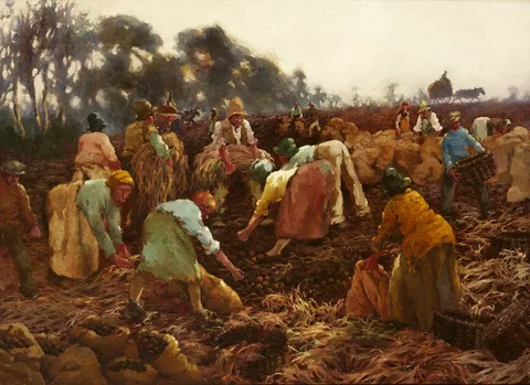 POTATO HARVEST by Lilian Lucy Davidson, 1931, oil on canvas, sold May 2019