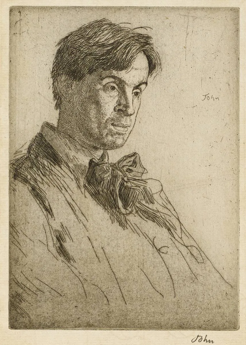Augustus John, PORTRAIT OF WILLIAM BUTLER YEATS, FOURTH STATE, 1907, etching; (no. 35 from an edition of 50)
