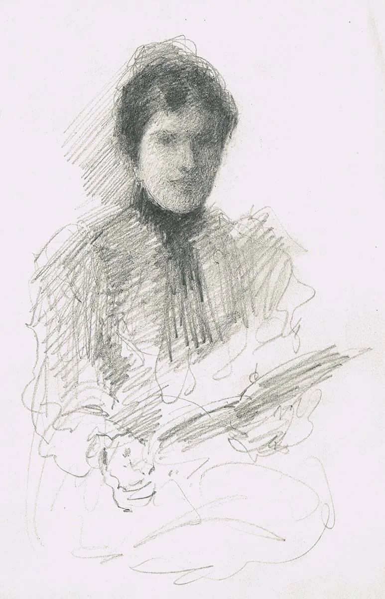 LILY READING by John Butler Yeats, pencil, sold May 2019