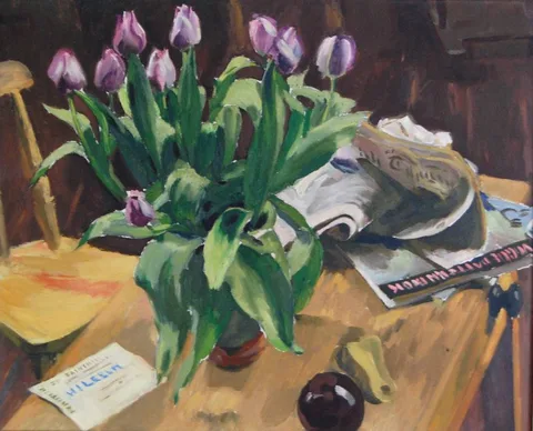 William John Leech, FLOWERS IN A VASE, STILL LIFE, oil on canvas