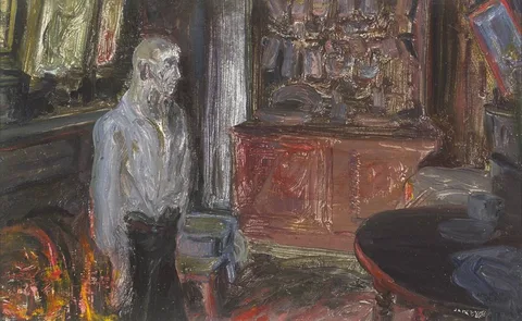 Jack Butler Yeats, THE QUAY WORKER'S HOME, 1927, oil on slateboard