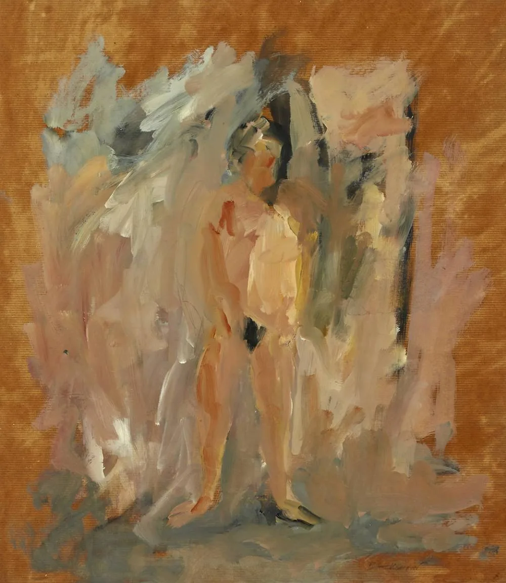 FEMALE NUDE by Basil Blackshaw, oil on paper, sold May 2019