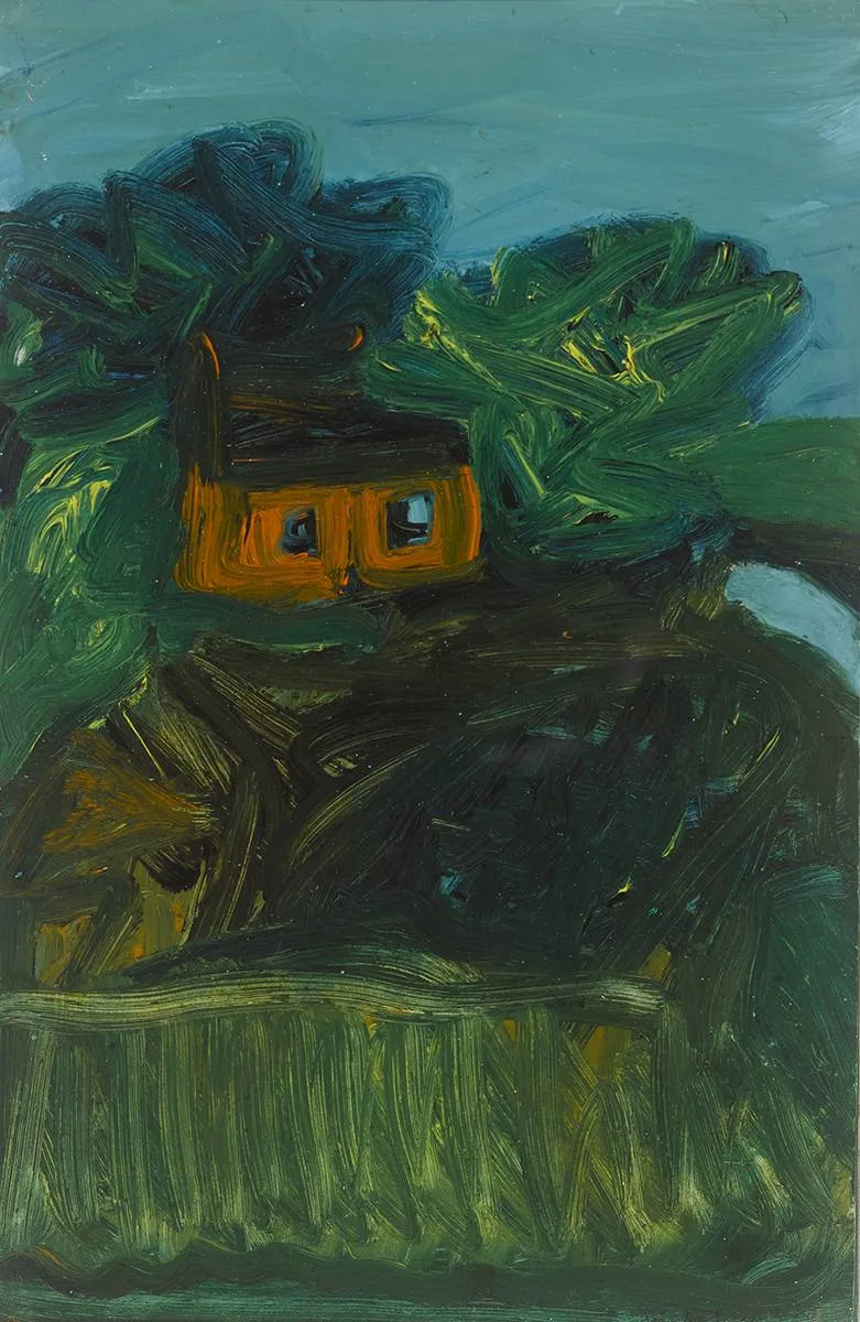 ORANGE COTTAGE by Seán McSweeney, oil on panel, sold May 2019