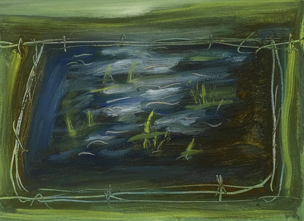 BOGLAND by Seán McSweeney, 1995, egg tempera on paper, sold May 2019