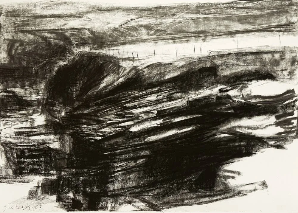 LANDFALL VARIATION X by Donald Teskey, 2005, charcoal on paper, offered May 2019