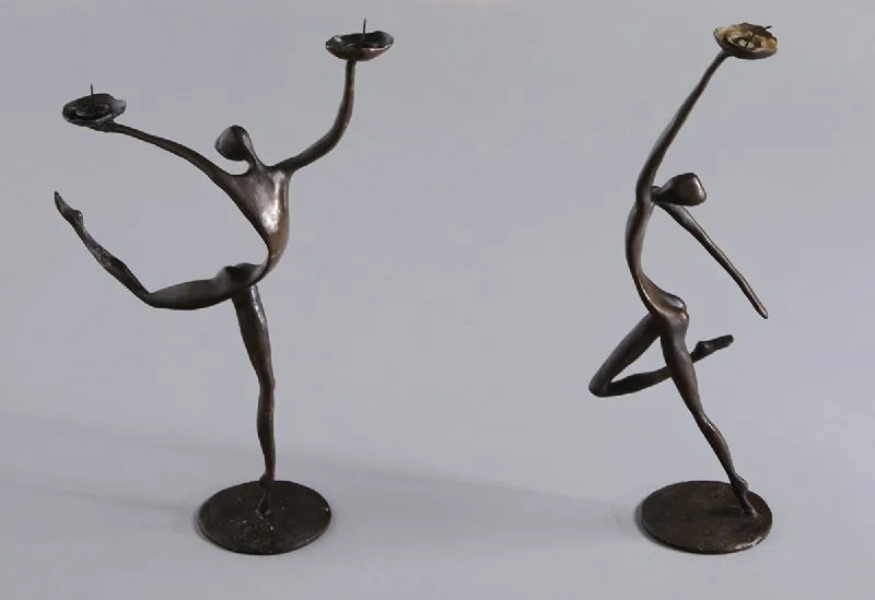 John Kennedy, TARA SERIES CANDLEHOLDERS, 1991 (A PAIR), bronze; (2)