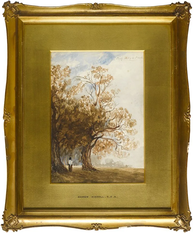 STUDY IN HYDE PARK by Andrew Nicholl, watercolour, offered May 2019