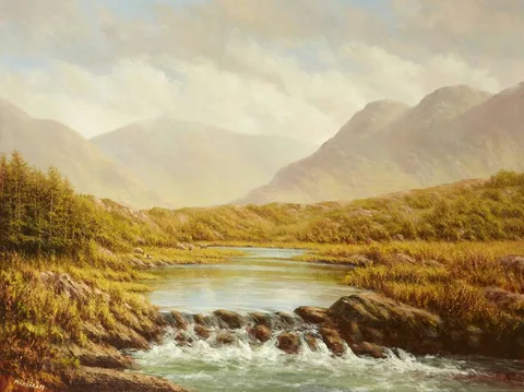 WHERE PEACEFUL WATERS FLOW by Gerry Marjoram, oil on canvas, offered May 2019