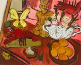 Elizabeth Cope, LOBSTERS, PEARS, BUTTERFLY AND FRUIT
