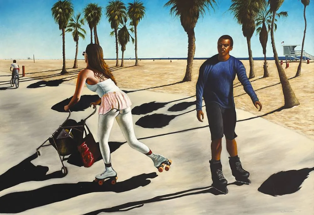 THE SKATERS by Mark (Rasher) Kavanagh, 2004, oil on canvas, sold May 2019