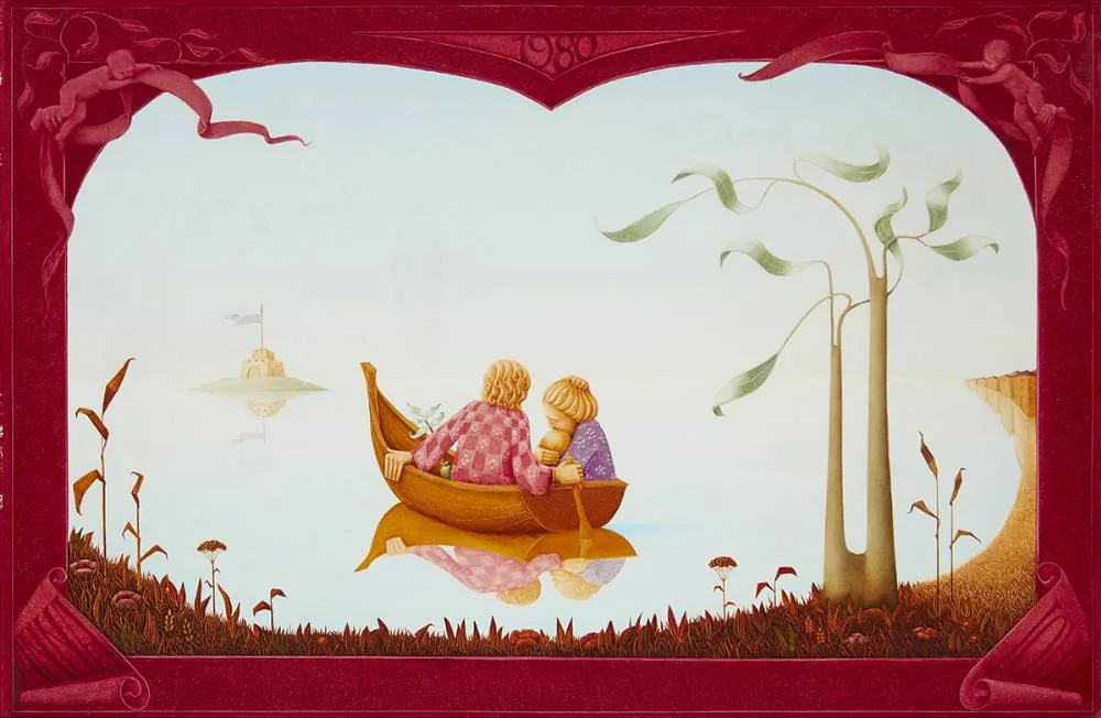 ANNA AND JOHN by Barry Castle, 1980, oil on board, sold Sep 2019