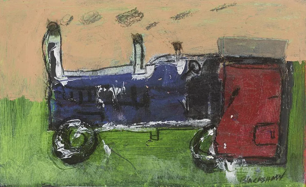 RED MUCKSPREADER by Basil Blackshaw, acrylic and charcoal on paper, sold Sep 2019