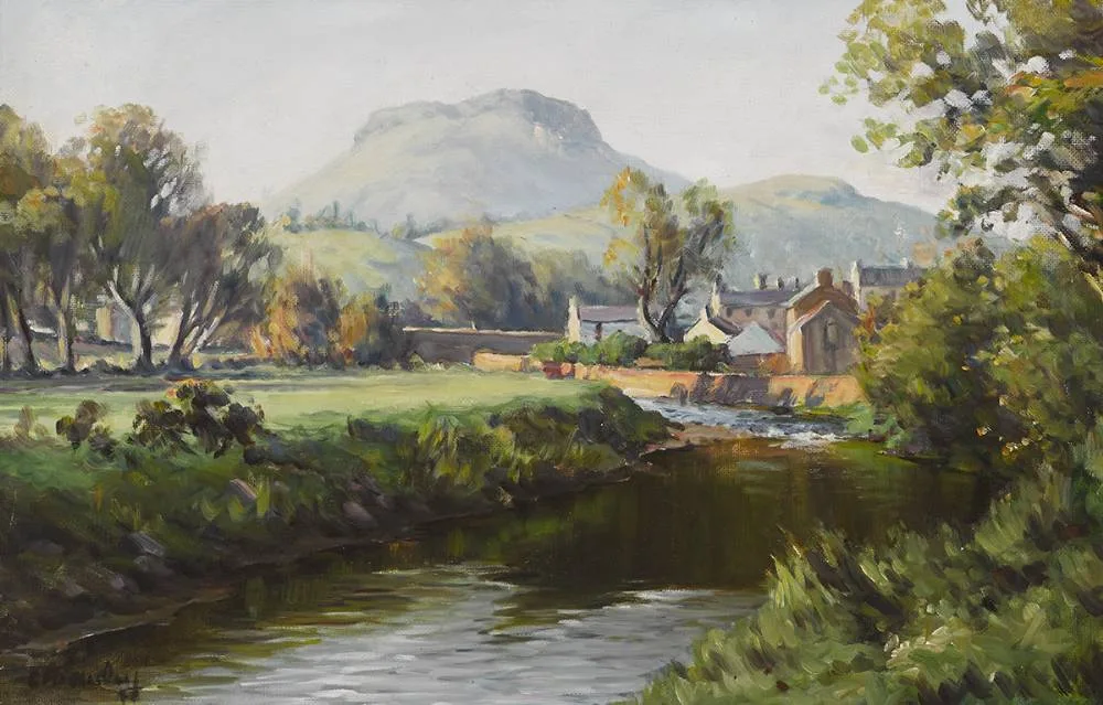 CUSHENDALL, COUNTY ANTRIM by Charles McAuley, c. 1958, oil on board, sold Sep 2019