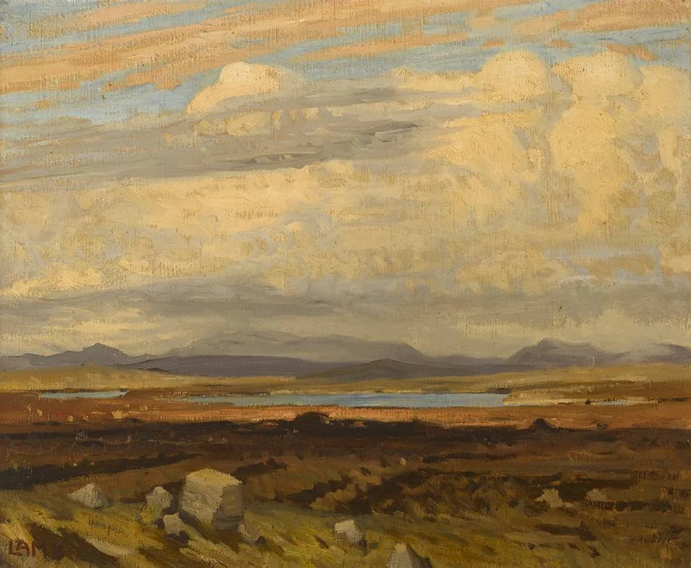 OVER THE MOOR by Charles Vincent Lamb, oil on canvas, sold Sep 2019