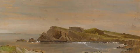 Derek Hill, TORY FROM MY HUT ON A GREY STILL MORNING, 1996, oil on board