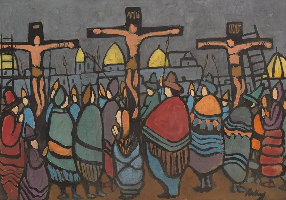 CRUCIFIXION by Markey Robinson, gouache, offered Sep 2019