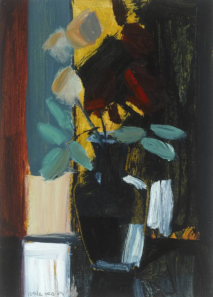 BLUE STILL LIFE by Brian Ballard, 1989, oil on board, sold Sep 2019